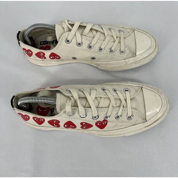 Converse Chuck Low Comme Des Garcons Play Heart Size 8 Women's White 162975C - Picture 3 of 15